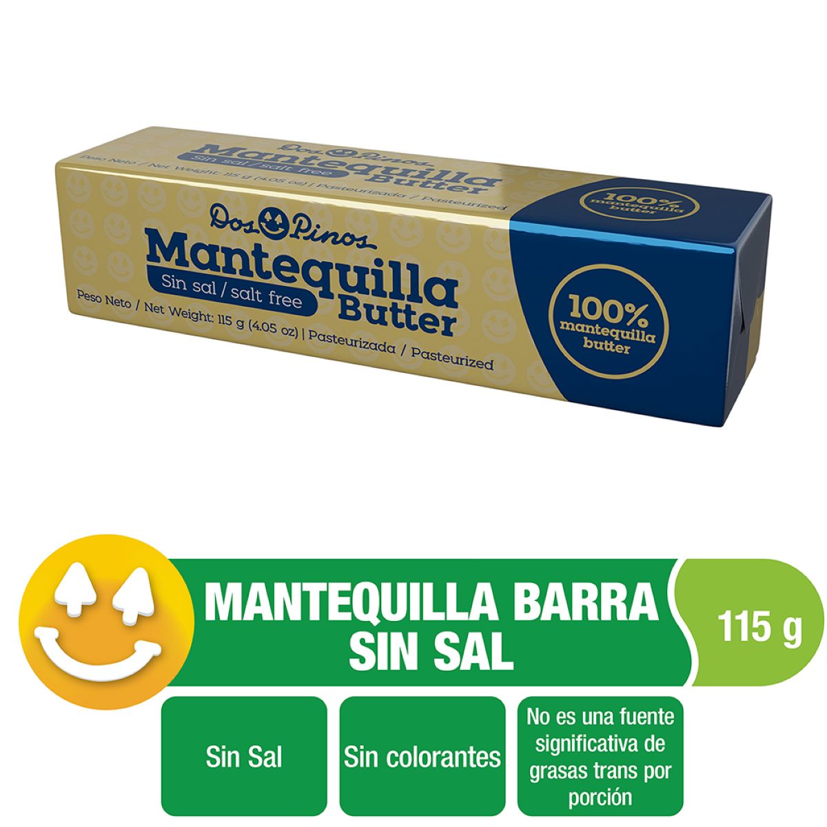 Comprar Mantequilla Dos Pinos Barra Sin Sal - 115Gr